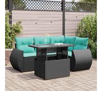 Teenpull 5-TLG - Sofá de jardín modular, plegable, resistente a la intemperie, fácil de limpiar, con espacio de almacenamiento y patas ajustables