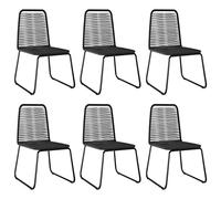 Teenpull 6 sillas de jardín de polirratán negro, 54 x 59 x 91 cm, resistentes a la intemperie, para terraza, balcón, jardín, duraderas, cómodas, fáciles de limpiar
