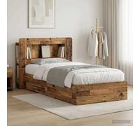 Teenpull Antique Wood Storage Bed Frame, somier Base, lecho canapé, cabecero, Estructura colchón for Bedroom, Sleep Support, Platform Storage, 90 x 190 cm, Indoor Use, Easy Assembly, Space Saving