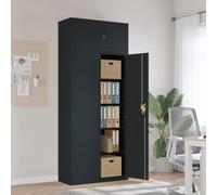 Teenpull Armario archivador antracita de acero pulverizado, 90 x 40 x 220 cm, con 4 estantes, se puede cerrar con llave, para oficina, hogar, taller y garaje