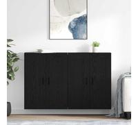 Teenpull Armario de pared de madera de roble negro, 2 piezas, 69,5 x 34 x 90 cm, con 4 puertas, moderno espacio de almacenamiento para salón, oficina, pasillo, cocina, orden y estante
