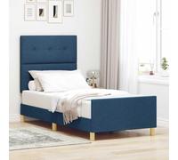 Teenpull Azul upholstered Bed Frame with headboard, 100 x 200 cm, Wooden Slat Platform, Sturdy Pine and Engineered Wood Build for Bedroom, Indoor Use, Easy Assembly and Quiet Sleep Support