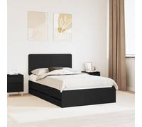 Teenpull Black 120 x 190 cm Engineered Wood Bed Frame with headboard, slatted Base, Hidden Storage Drawer, Modern Bedroom Platform, Indoor Use, 200 kg Support, Easy Assembly