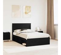 Teenpull Black Bed Frame 120 x 190 cm Solid Pine Wood, slatted Base with headboard, Bedroom Structure for Adult or Guest Room, Storage Ready, Easy Clean, 200 kg Support
