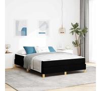 Teenpull Black Box Spring Bed with Mattress 160 x 200 cm Fabric Frame, Wooden Base, Slat Support, Modern Bedroom, Comfortable Sleep, 280 kg Capacity, Two Person Use