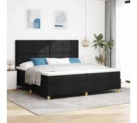 Teenpull Black Box Spring Bed with Mattress, upholstered Fabric Frame, 200 x 200 cm Emperor Size, Adjustable headboard, Wooden Slat Support, Bedroom Comfort for Two, Durable Modern Design