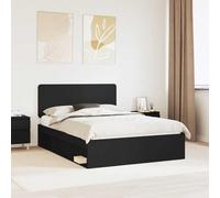 Teenpull Black King Size Bed Frame 160 x 200 cm Solid Pine Wood with headboard and Slat Base for Bedroom Support, Sleep Comfort, Easy Care, Modern Home Style