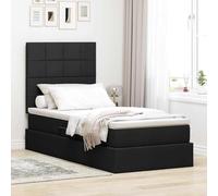 Teenpull Black LED Storage Bed Frame with Mattress, 90 x 190 cm upholstered Design, Gas Lift Base, Adjustable headboard, USB Lighting, underbed Space for Bedroom Organization