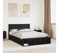 Teenpull Black Plywood Bed Frame 150 x 200 cm with headboard, Storage Drawers, Water Resistant Finish, Adjustable Height, slatted Platform for Bedroom, Home Use, Adult and Guest Rooms