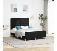 Teenpull Black upholstered Bed Frame with headboard, 160 x 200 cm Platform Bed for Mattress, Modern Minimalist Bedroom Support, Easy Assembly, Durable Fabric, Quiet Sleep and Cozy Home Style