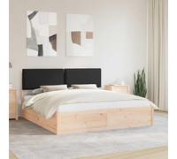 Teenpull Black upholstered Bed Frame with headboard, Solid Pine Wood Structure, 180 x 200 cm Super King Size, slatted Platform Support for Bedroom Comfort and Easy Assembly