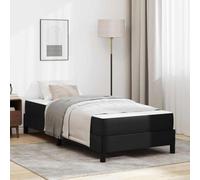 Teenpull Black upholstered Bed Frame with Mattress 90 x 190 cm, Wooden Slat Support, Medium Firmness, Modern Bedroom Base for Adult, Guest Room, Home Use, Durable 193 x 90 x 45 cm Design