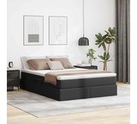 Teenpull Black upholstered Storage Bed with Mattress 140 x 200 cm Metal Frame, Hydraulic Lift, slatted Base, headboard, canapé Style for Bedroom, Space Saving Storage, Adult and Guest Use