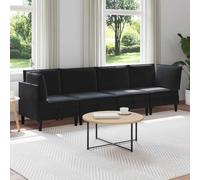 Teenpull Black Velvet Living Room Furniture Set with Storage, 4 Piece Modular Lounge Set, Plywood Frame, Foam Cushions, Ergonomic Indoor Seating for Living Room, Easy Care and Space Saving Comfort
