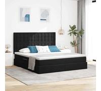 Teenpull Black Velvet Storage Bed with Mattress, 160 x 200 cm, Metal Frame, Hydraulic Lift, RGB LED, upholstered headboard, Indoor Bedroom Use, Space-Saving Design