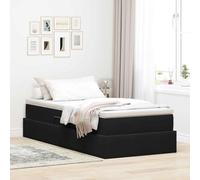 Teenpull Black Velvet Storage Bed with Mattress, Single 90 x 200 cm, Hydraulic Lift Canape Frame, Slatted Base, Modern Bedroom, Space Saving, Comfortable Support, Easy Assembly