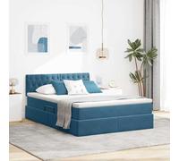 Teenpull Blue Velvet Storage Bed 140 x 200 cm with Hydraulic Lift, slatted Base, headboard, Metal Frame, Mattress Included for Bedroom Space Saving Comfort and Easy Organization