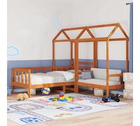 Teenpull Brown Waxed Pine Day Bed Frame 90 x 200 cm with Slatted Base and 3 Sided Rails, Modern Dormitory Bed for Bedroom, Guest Room, Relaxing and Daily Support