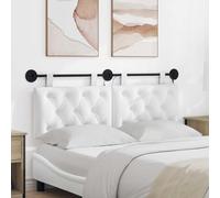 Teenpull Cabecero Colgante Blanco con luz LED, tapizado en Tela Suave, Estructura de Madera y Metal, 150x55x7 cm, Montaje en Pared para Dormitorio