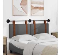 Teenpull Cabecero Colgante con luz LED Gris Oscuro, tapizado PU Antiguo, Estructura Madera y Metal, diseño Rectangular, Montaje Pared para Dormitorio Juvenil, Soporte cómodo para Lectura y Descanso