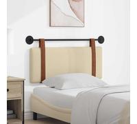 Teenpull Cabecero Colgante Crema PU Antiguo tapizado Acolchado para Dormitorio Juvenil y hogar, con Estructura Madera y Metal, Soporte Pared, Panel Rectangular para Descanso y Lectura
