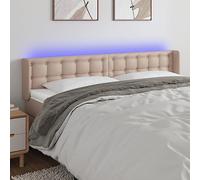 Teenpull Cabecero con LED Cuero sintético Capuchino 203x16x78/88 cm, Respaldo Acolchado tapizado para Dormitorio, Soporte Pared Madera, Panel pie Cama con luz Decorativa, Accesorio Montaje fácil