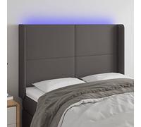 Teenpull Cabecero con LED Cuero sintético Gris 147x16x118-128 cm Ajustable, Respaldo Acolchado para Dormitorio, Soporte Pared con Estructura Madera, Panel tapizado para Descanso y Lectura
