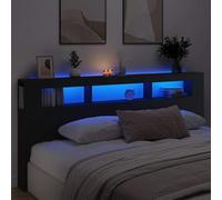 Teenpull Cabecero con LED Madera de ingeniería Negro 220x18,5x103,5 cm para Dormitorio con Soporte Pared, Panel Respaldo tapizado, Accesorio decoración hogar Juvenil Hotel Descanso Lectura