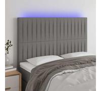Teenpull Cabecero con Luces LED Tela Gris Oscuro 144x5x118/128 cm con Respaldo tapizado Acolchado Madera para Dormitorio Juvenil hogar Hotel con Soporte Pared y Accesorio para Lectura Descanso