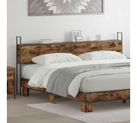Teenpull Cabecero de Almacenamiento Roble Ahumado con estación de Carga, Estructura de Acero, 183x15x98 cm, Soporte para Dormitorio, Mueble Moderno para habitación Juvenil y hogar