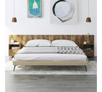 Teenpull Cabecero de Cama de Madera contrachapada Roble Ahumado con mesitas flotantes, Soporte de Pared para Dormitorio, Estructura Resistente, Espacio de Almacenamiento para habitación Juvenil y