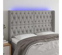 Teenpull Cabecero de Cama tapizado Gris Claro con LED Ajustable 147x16x118-128 cm, Soporte Acolchado para Respaldo, Panel Decorativo para Dormitorio Juvenil, hogar y Hotel