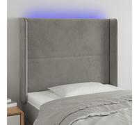 Teenpull Cabecero de Terciopelo Gris Claro con LED Ajustable 103x16x118-128 cm, Respaldo Acolchado para Dormitorio Juvenil y hogar, Soporte Madera y Panel tapizado para Descanso y Lectura