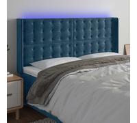 Teenpull Cabecero pie Cama de Terciopelo Azul Oscuro 163x16x118-128 cm con LED Ajustable, Respaldo Acolchado para Dormitorio Juvenil, Soporte Pared Madera y Estructura tapizada para Descanso y