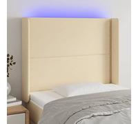 Teenpull Cabecero pie Cama tapizado Crema con LED Regulable, Estructura Madera Maciza y contrachapada, Soporte Respaldo Acolchado 103x16x118-128 cm para Dormitorio Juvenil y hogar Moderno