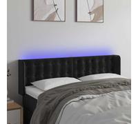 Teenpull Cabecero pie Cama tapizado en Terciopelo Negro 147x16x78-88 cm con LED Ajustable Respaldo Acolchado Estructura Madera para Dormitorio Juvenil hogar Descanso Lectura