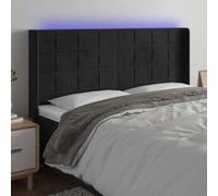 Teenpull Cabecero pie Cama tapizado en Terciopelo Negro con LED Ajustable 163x16x118-128 cm, Respaldo Acolchado para Dormitorio Juvenil y hogar