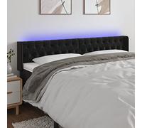 Teenpull Cabecero pie Cama tapizado en Terciopelo Negro con LED, Respaldo Acolchado 183x16x78-88 cm, Estructura Madera para Dormitorio Juvenil y hogar, Soporte Pared para Lectura y Descanso
