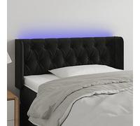 Teenpull Cabecero pie Cama tapizado en Terciopelo Negro con LED, Respaldo Acolchado de 103x16x78/88 cm, Estructura de Madera para Dormitorio Juvenil, Soporte de Pared