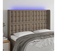 Teenpull Cabecero pie Cama tapizado Gris Taupe 147x16x118-128 cm con Respaldo Acolchado y Soporte Madera para Dormitorio Juvenil hogar Hotel con Panel LED para Lectura y Descanso