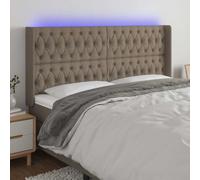 Teenpull Cabecero pie Cama tapizado Gris Taupe con LED Ajustable 203x16x118-128 cm para Dormitorio Juvenil y hogar, Respaldo Acolchado con Soporte Madera para Lectura y Descanso
