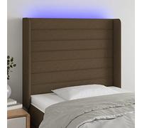 Teenpull Cabecero pie Cama tapizado marrón Oscuro con LED, Respaldo Acolchado de Tela y Madera, Panel Estructura somier 103x16x118-128 cm para Dormitorio Juvenil, hogar, Hotel, Lectura Descanso