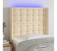 Teenpull Cabecero tapizado con LED Color Crema 103x16x118-128 cm, Respaldo Acolchado Ajustable para Cama, Soporte de Madera y Tela, Ideal para Dormitorio Juvenil, Hotel y hogar