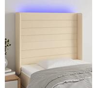Teenpull Cabecero tapizado con LED Color Crema 103x16x118-128 cm, Respaldo Acolchado de Madera para Dormitorio Juvenil y hogar, Soporte Pared con Panel Ajustable para Descanso y Lectura