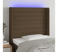 Teenpull Cabecero tapizado marrón Oscuro con LED, Estructura de Madera 83x16x118-128 cm, Respaldo Acolchado para Dormitorio Juvenil, Soporte para Cama, Panel Decorativo y Accesorio de Montaje