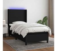 Teenpull Cama Box Spring colchón con Luces LED Tela Negra 90x190 cm Estructura abatible y cabecero Ajustable para Dormitorio Juvenil o Adulto con Soporte y Almacenamiento