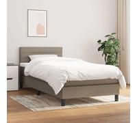 Teenpull Cama Box Spring con colchón de Tela Gris Taupe 100x200 cm, Estructura de Madera, cabecero Ajustable, Soporte de dureza Media para Dormir cómodo en hogar o Dormitorio Juvenil