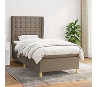 Teenpull Cama Box Spring con colchón de Tela Gris Taupe 100x200 cm Estructura Soporte con cabecero Ajustable para Dormitorio Descanso y Dormir en hogar y habitación Juvenil o Adulto