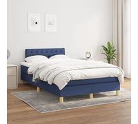 Teenpull Cama Box Spring con colchón Tela Azul 120x200 cm Estructura y cabecero Ajustable para Dormitorio Descanso cómodo y Soporte Firme en hogar y habitación Juvenil o Infantil