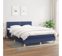 Teenpull Cama Box Spring con colchón Tela Azul 140x190 cm Estructura abatible con cabecero Ajustable para Dormitorio Juvenil o Adulto Soporte de Descanso y Almacenamiento
